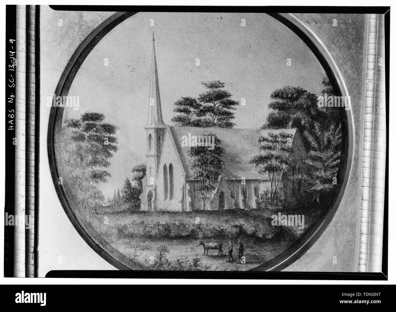 Photocopie de la peinture (peint par l'architecte, M. Lee et présenté à la Rev. J.J. Roberts, Recteur, 1853-1866) Avril 1960 extérieur, VUE GÉNÉRALE - Église de la Sainte Croix, la State Route 261, Stateburg, Sumter County, SC ; Jones, Edward C ; Lee, Francis D ; Anderson, William Wallace, Cary, Brian, émetteur Banque D'Images