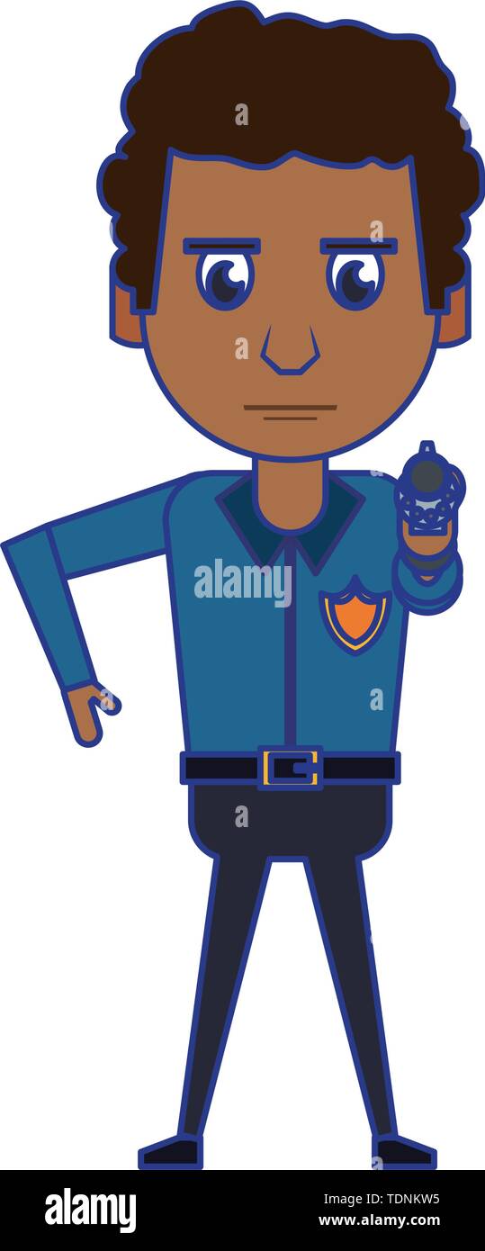 Travail policier avatar personnage de lignes bleues Illustration de Vecteur