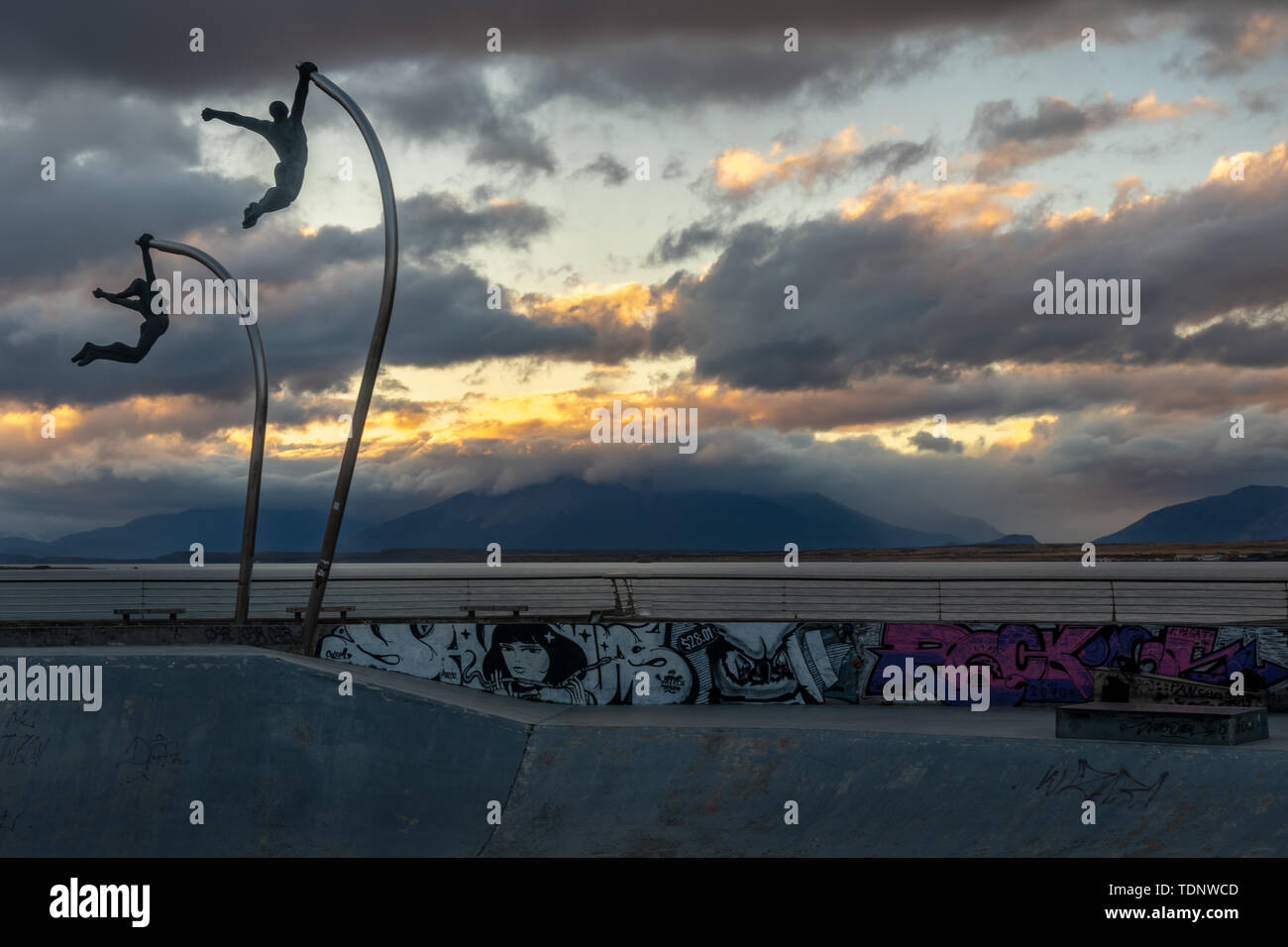 Skate Park dans la ville de Puerto Natales, au Chili, au sud de la patagonie Banque D'Images