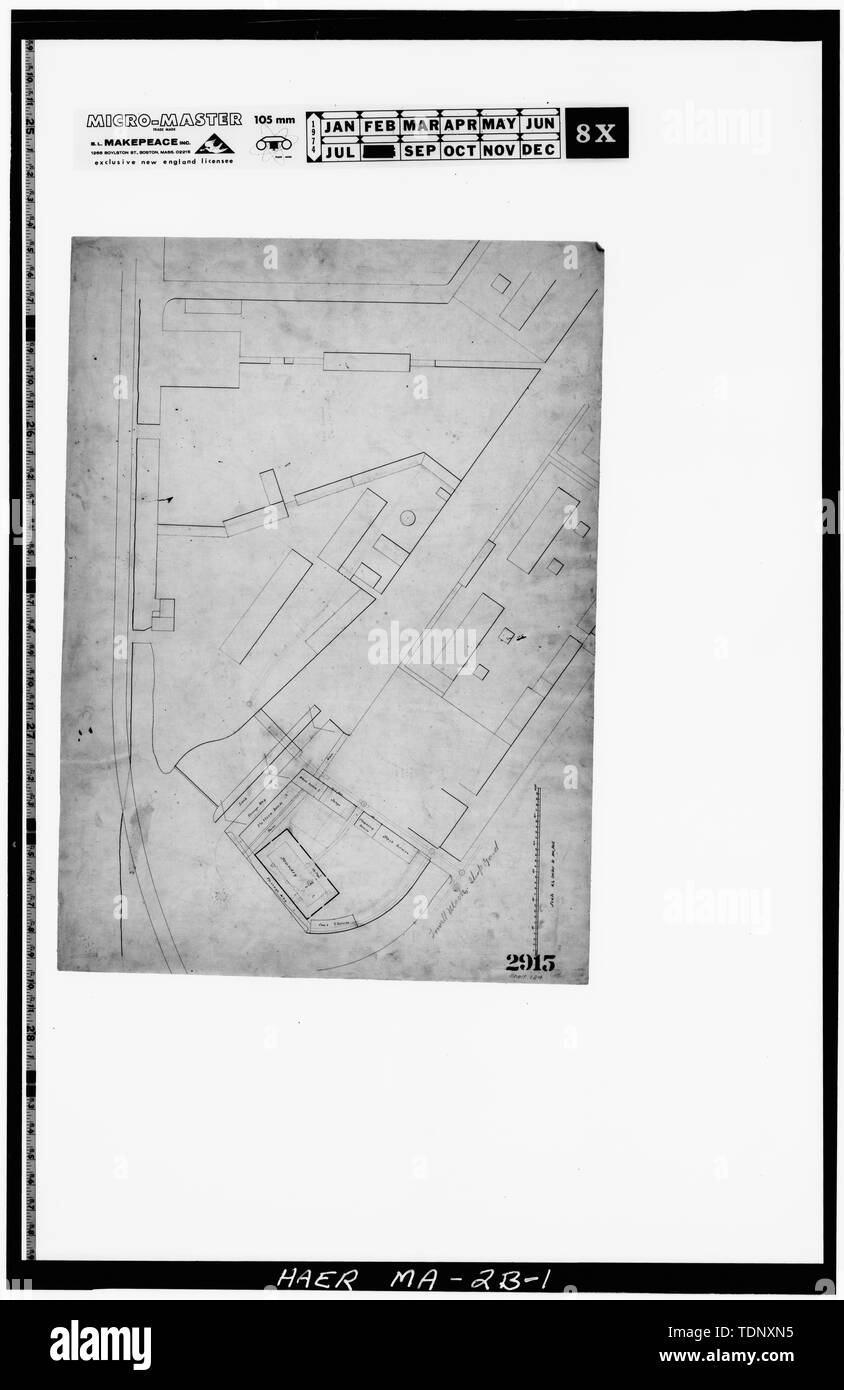 Photocopie d'un dessin original (dans la Collection de l'PLandC, Durée 124, dessin 2915-ca). 1830-LE PLAN DE SERRURES, d'USINAGE, APPLETON ET LOWELL ENTREPRISES AVEC DES CANAUX - Pawtucket Canal, Swamp serrures, Pawtucket et Merrimack Canaux, Lowell, Middlesex, MA, propriétaires des écluses et des canaux sur le Merrimack River ; Jackson, Jonathan, Clark, Thomas ; Boott, Kirk ; Merrimack Manufacturing Company ; Jackson, Patrick Tracy ; Francis, James B ; Appleton Manufacturing Company ; Lowell Manufacturing Company ; Griffin, Douglas L, gérant de projet, Comp, T Allan, gérant de projet, Malone, Patrick M, pro Banque D'Images