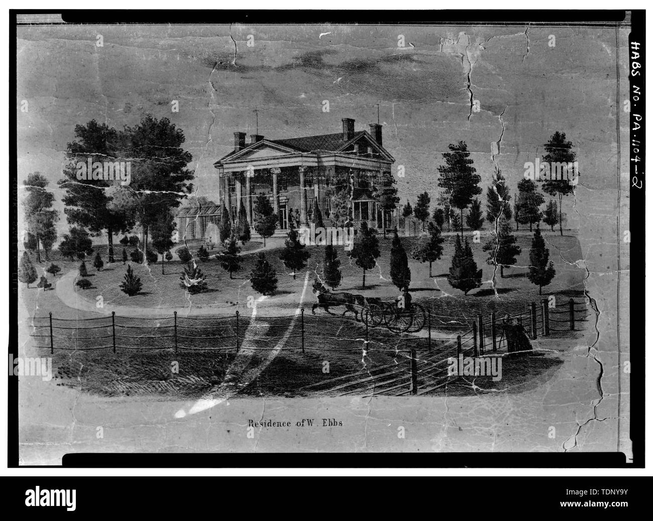 Photocopie d'une vignette (environ 5' x 11') à partir de 1856 un plan de West Chester (Original dans le Chester County Historical Society, West Chester, Pennsylvanie) Photocopie prises par Ned Goode, juillet 1958 sud et l'est l'ALTITUDE - Mayfield, 600 North New Street, West Chester, comté de Chester, PA Banque D'Images