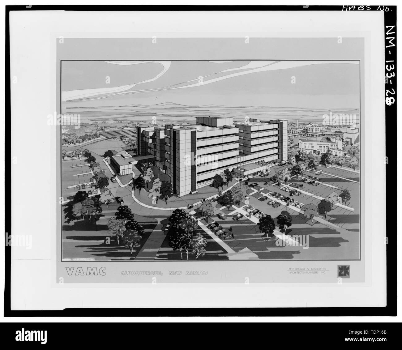 Photocopie d'encombrement W. C. Kruger et Associés, architectes ca. 1982 DE FUTURS ESSAIS DE RENDU PLUS DE SERVICE ET DE LIT LE BÂTIMENT N° 41, À AU SUD-OUEST - U.S. Veterans Administration Medical Center, 2100 Fil-est, Albuquerque, NM, comté de Bernalillo Banque D'Images