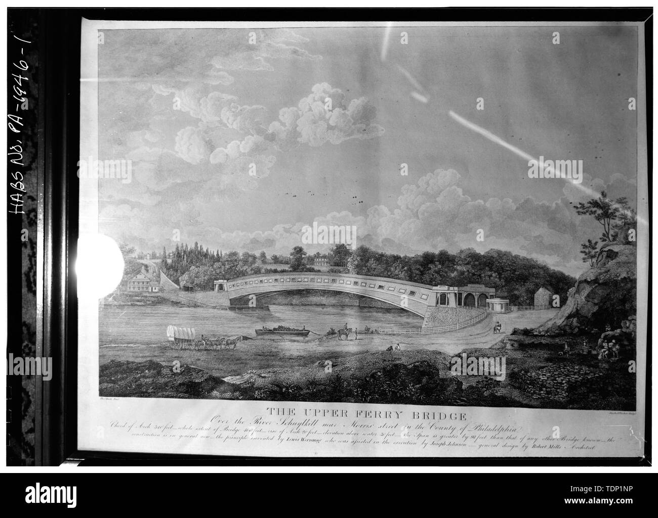 Photocopie de gravure (de charpentiers Company, Philadelphia) Délinéateur et date inconnue VUE GÉNÉRALE - East Ferry Bridge, Spring Garden Street, Philadelphia, comté de Philadelphie, PA Banque D'Images