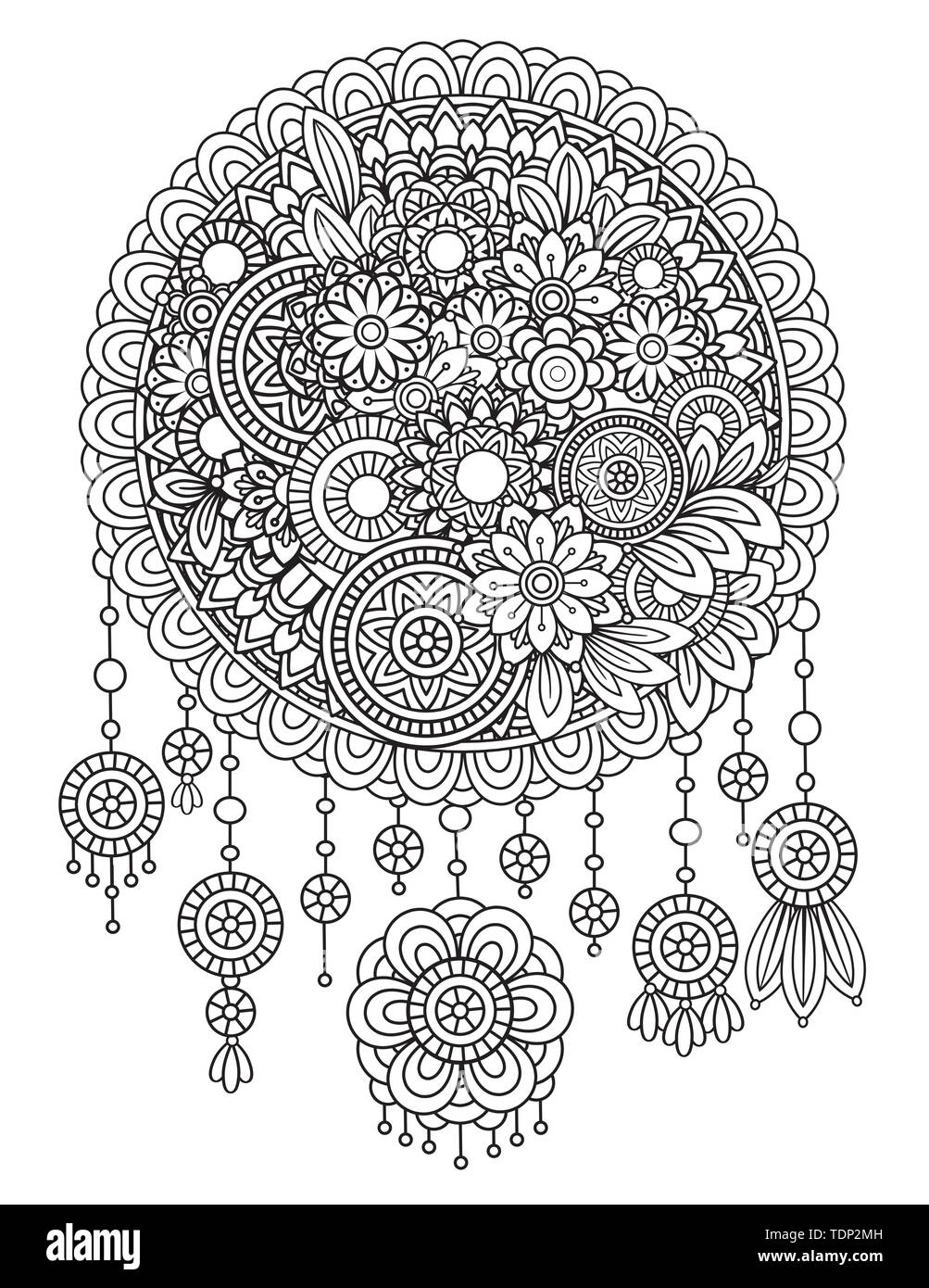 L'ult coloriage avec dreamcatcher floral. Noir et blanc fleurs doodle. Vector illustration art ligne Bouquet isolé sur fond blanc. L'élément de conception Illustration de Vecteur L'ult coloriage avec dreamcatcher floral. Noir et blanc fleurs doodle. Vector illustration art ligne Bouquet isolé sur fond blanc. L'élément de conception Illustration de Vecteur