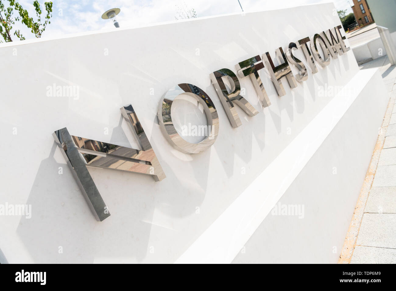 Le signe pour Northstowe une nouvelle ville en construction à South Cambridgeshire UK - un nouveau développement immobilier au Royaume-Uni Banque D'Images