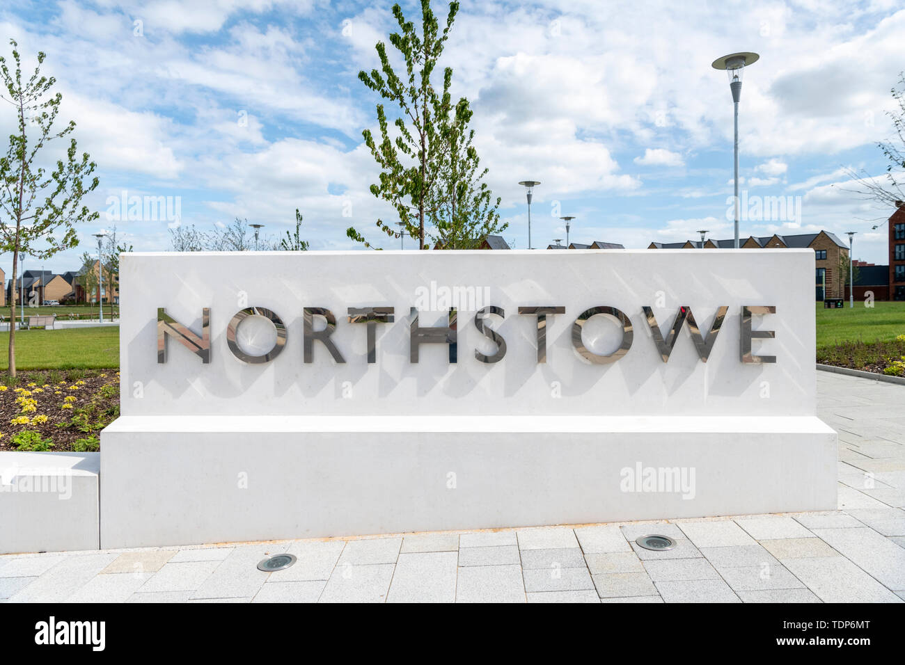 Le signe pour Northstowe une nouvelle ville en construction à South Cambridgeshire UK - un nouveau développement immobilier au Royaume-Uni Banque D'Images