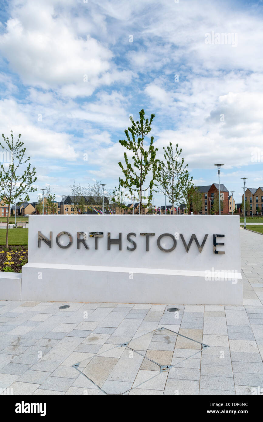 Le signe pour Northstowe une nouvelle ville en construction à South Cambridgeshire UK - un nouveau développement immobilier au Royaume-Uni Banque D'Images