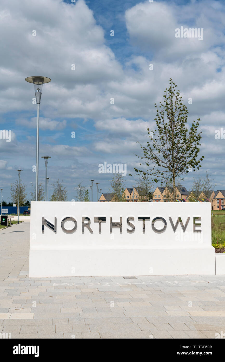 Le signe pour Northstowe une nouvelle ville en construction à South Cambridgeshire UK - un nouveau développement immobilier au Royaume-Uni Banque D'Images