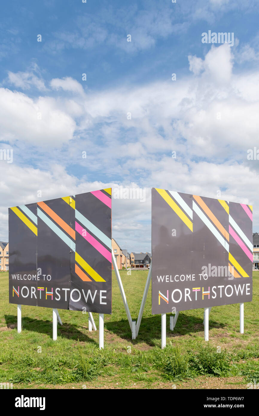 Le signe pour Northstowe une nouvelle ville en construction à South Cambridgeshire UK - un nouveau développement immobilier au Royaume-Uni Banque D'Images