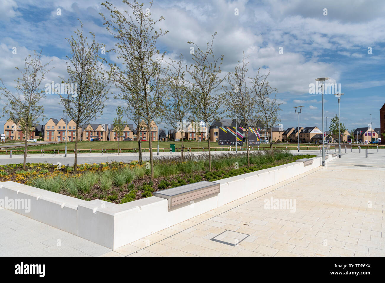 La nouvelle ville de Northstowe dans le Cambridgeshire UK - un nouveau développement de maisons 10000 pour aider à répondre à la pénurie de logements au Royaume-Uni. Banque D'Images