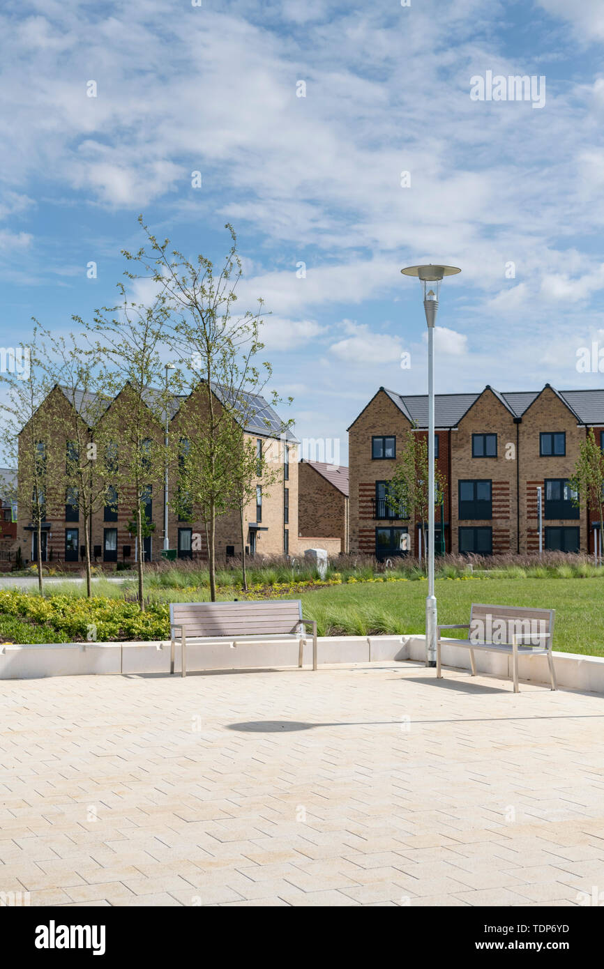 La nouvelle ville de Northstowe dans le Cambridgeshire UK - un nouveau développement de maisons 10000 pour aider à répondre à la pénurie de logements au Royaume-Uni. Banque D'Images