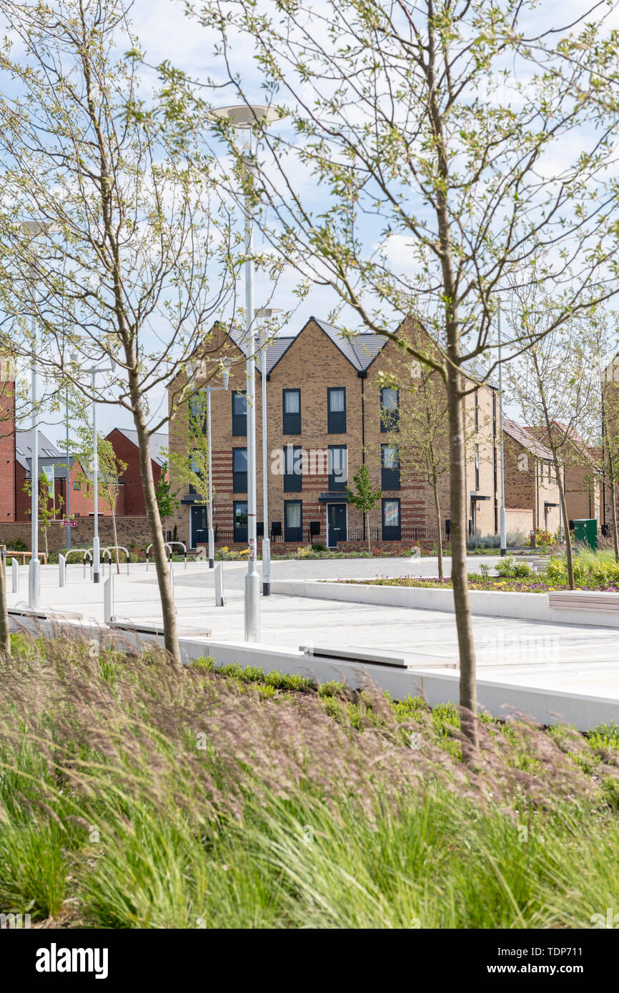 La nouvelle ville de Northstowe dans le Cambridgeshire UK - un nouveau développement de maisons 10000 pour aider à répondre à la pénurie de logements au Royaume-Uni. Banque D'Images
