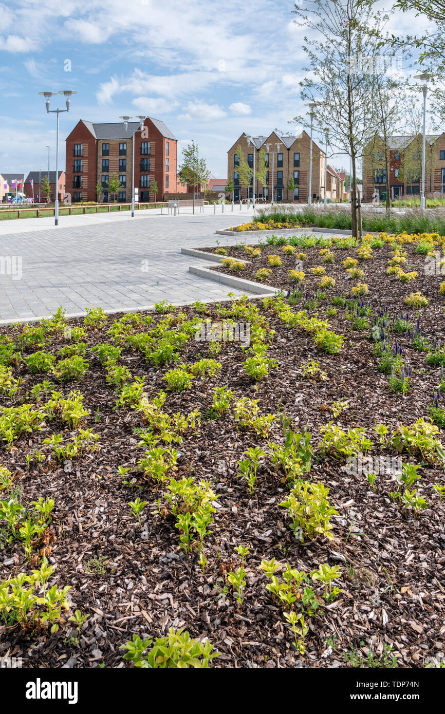 La nouvelle ville de Northstowe dans le Cambridgeshire UK - un nouveau développement de maisons 10000 pour aider à répondre à la pénurie de logements au Royaume-Uni. Banque D'Images