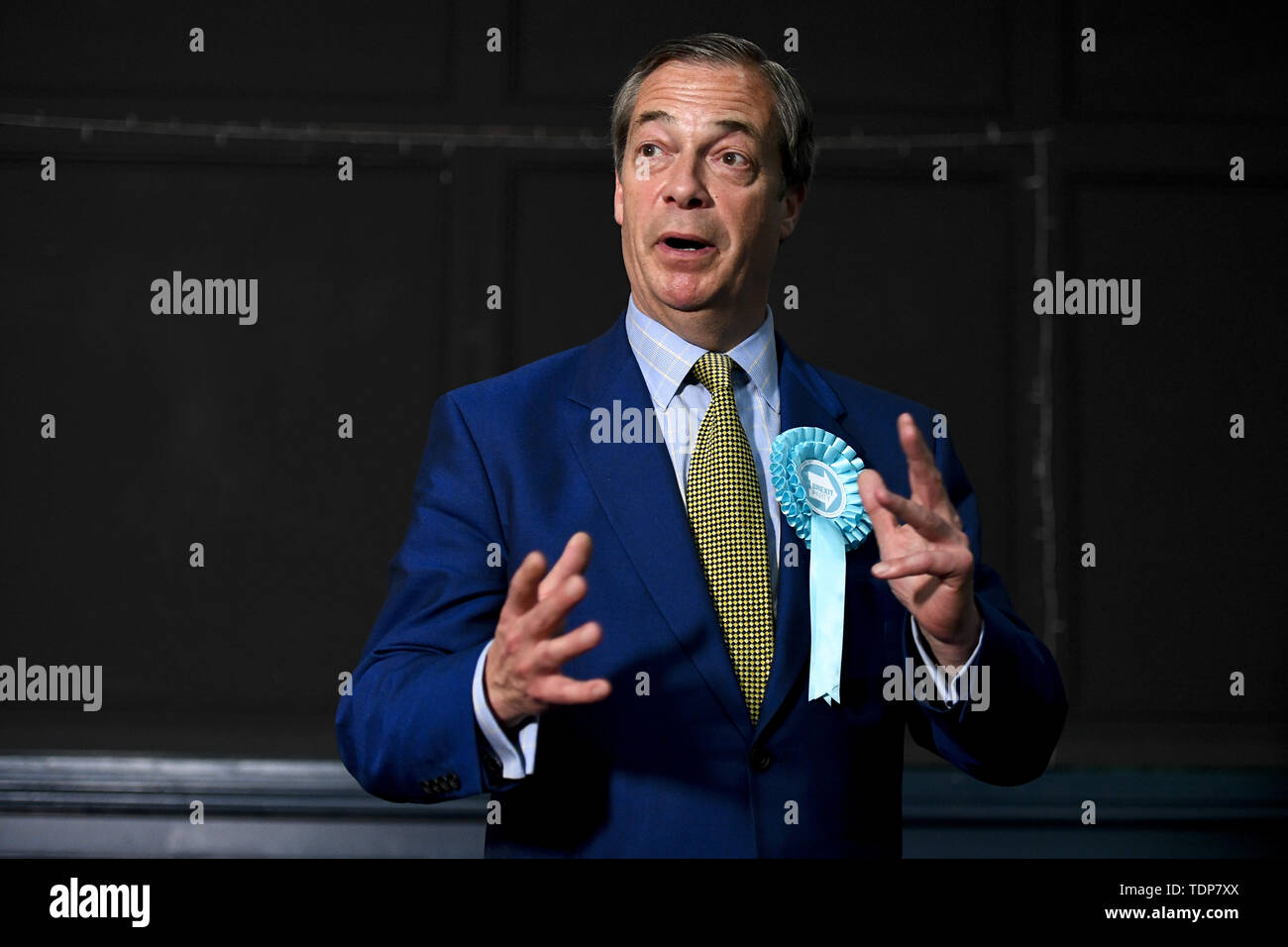 Ex-chef du parti UKIP Nigel Farage assiste à la partie 'Brexit' rassemblement à Edinburgh's Corn Exchange. Avec : Nigel Farage Où : Édinbourg, Royaume-Uni Quand : 17 mai 2019 Credit : Euan Cherry/WENN Banque D'Images