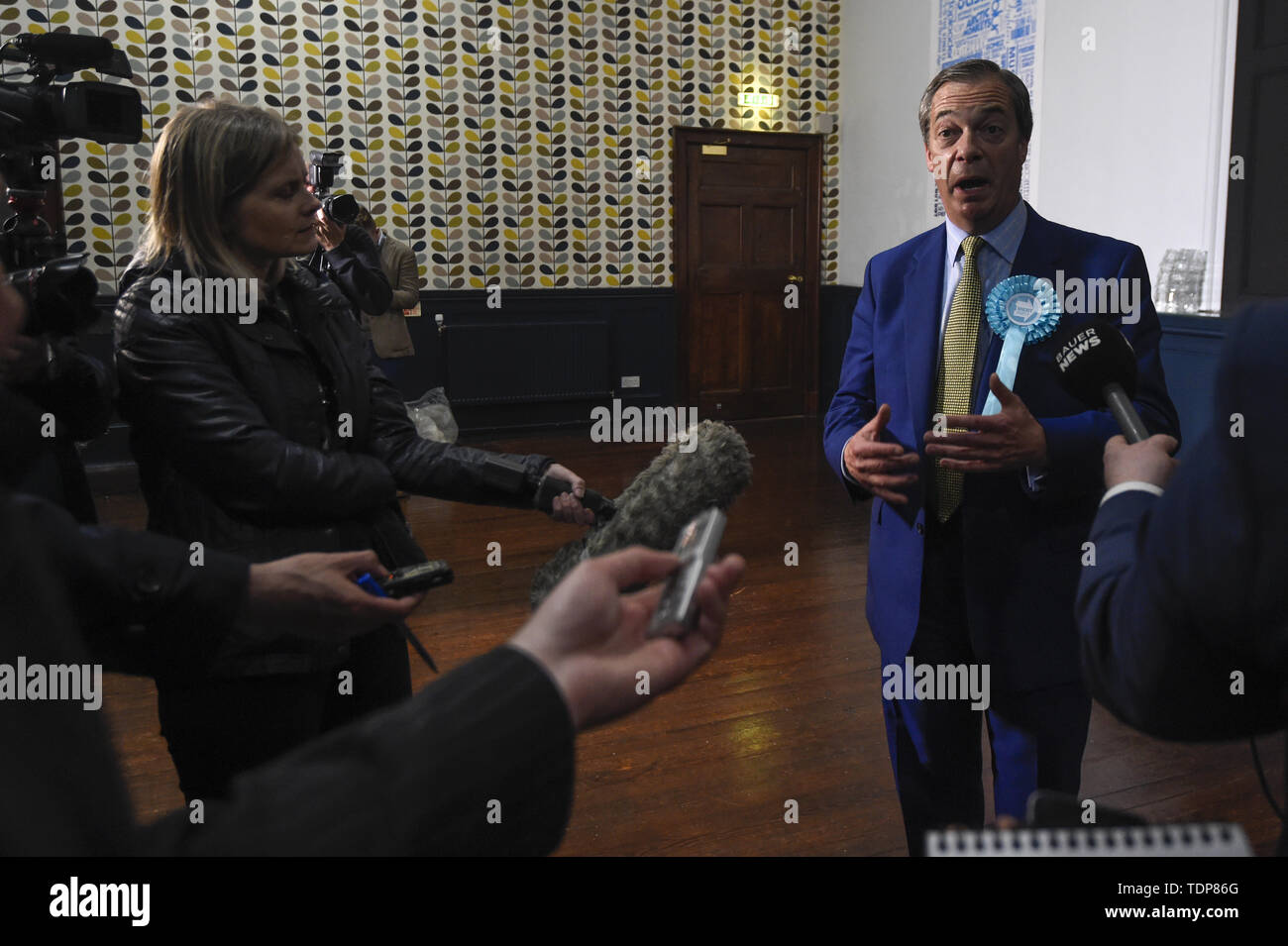 Ex-chef du parti UKIP Nigel Farage assiste à la partie 'Brexit' rassemblement à Edinburgh's Corn Exchange. Avec : Nigel Farage Où : Édinbourg, Royaume-Uni Quand : 17 mai 2019 Credit : Euan Cherry/WENN Banque D'Images