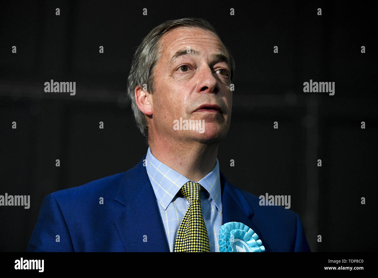 Ex-chef du parti UKIP Nigel Farage assiste à la partie 'Brexit' rassemblement à Edinburgh's Corn Exchange. Avec : Nigel Farage Où : Édinbourg, Royaume-Uni Quand : 17 mai 2019 Credit : Euan Cherry/WENN Banque D'Images