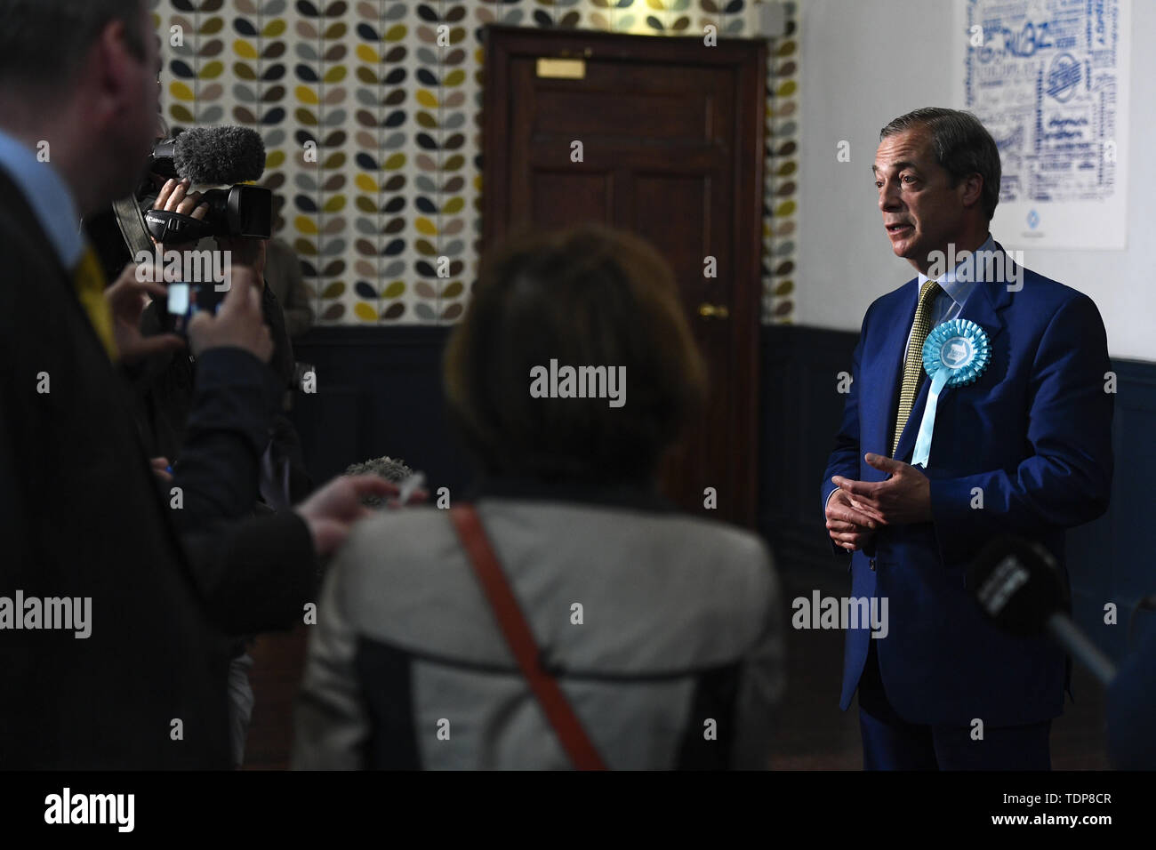 Ex-chef du parti UKIP Nigel Farage assiste à la partie 'Brexit' rassemblement à Edinburgh's Corn Exchange. Avec : Nigel Farage Où : Édinbourg, Royaume-Uni Quand : 17 mai 2019 Credit : Euan Cherry/WENN Banque D'Images