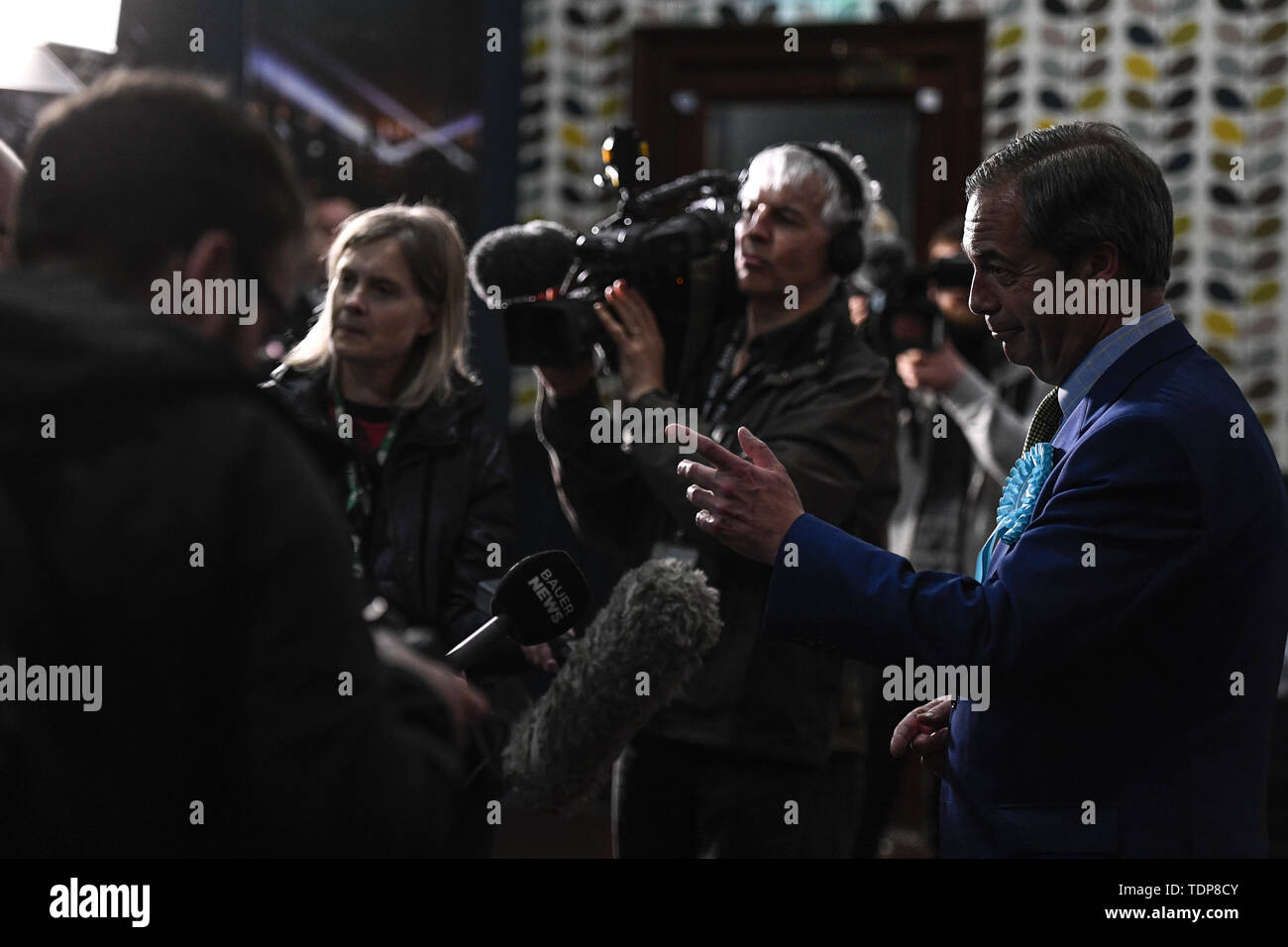 Ex-chef du parti UKIP Nigel Farage assiste à la partie 'Brexit' rassemblement à Edinburgh's Corn Exchange. Avec : Nigel Farage Où : Édinbourg, Royaume-Uni Quand : 17 mai 2019 Credit : Euan Cherry/WENN Banque D'Images