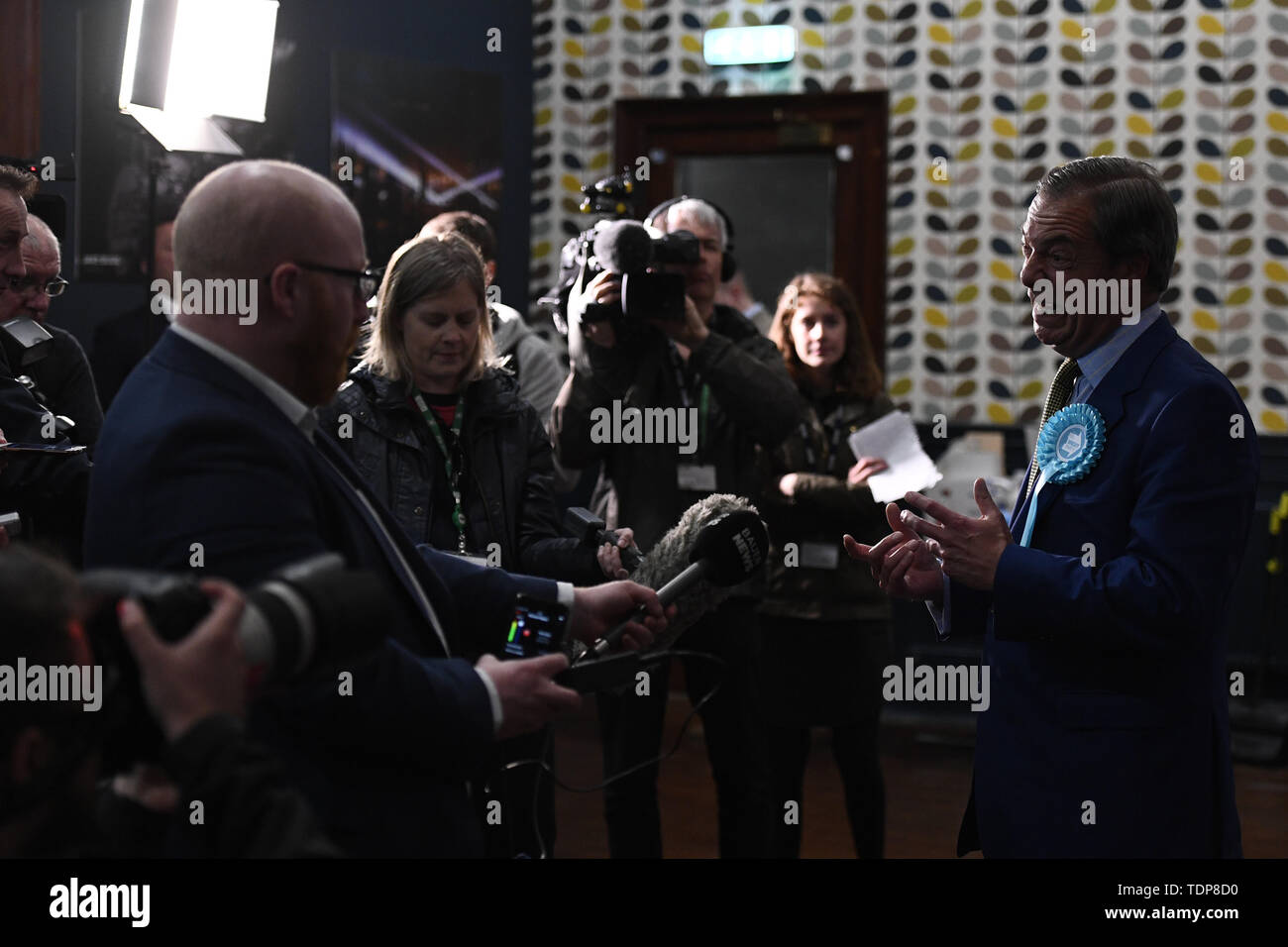 Ex-chef du parti UKIP Nigel Farage assiste à la partie 'Brexit' rassemblement à Edinburgh's Corn Exchange. Avec : Nigel Farage Où : Édinbourg, Royaume-Uni Quand : 17 mai 2019 Credit : Euan Cherry/WENN Banque D'Images