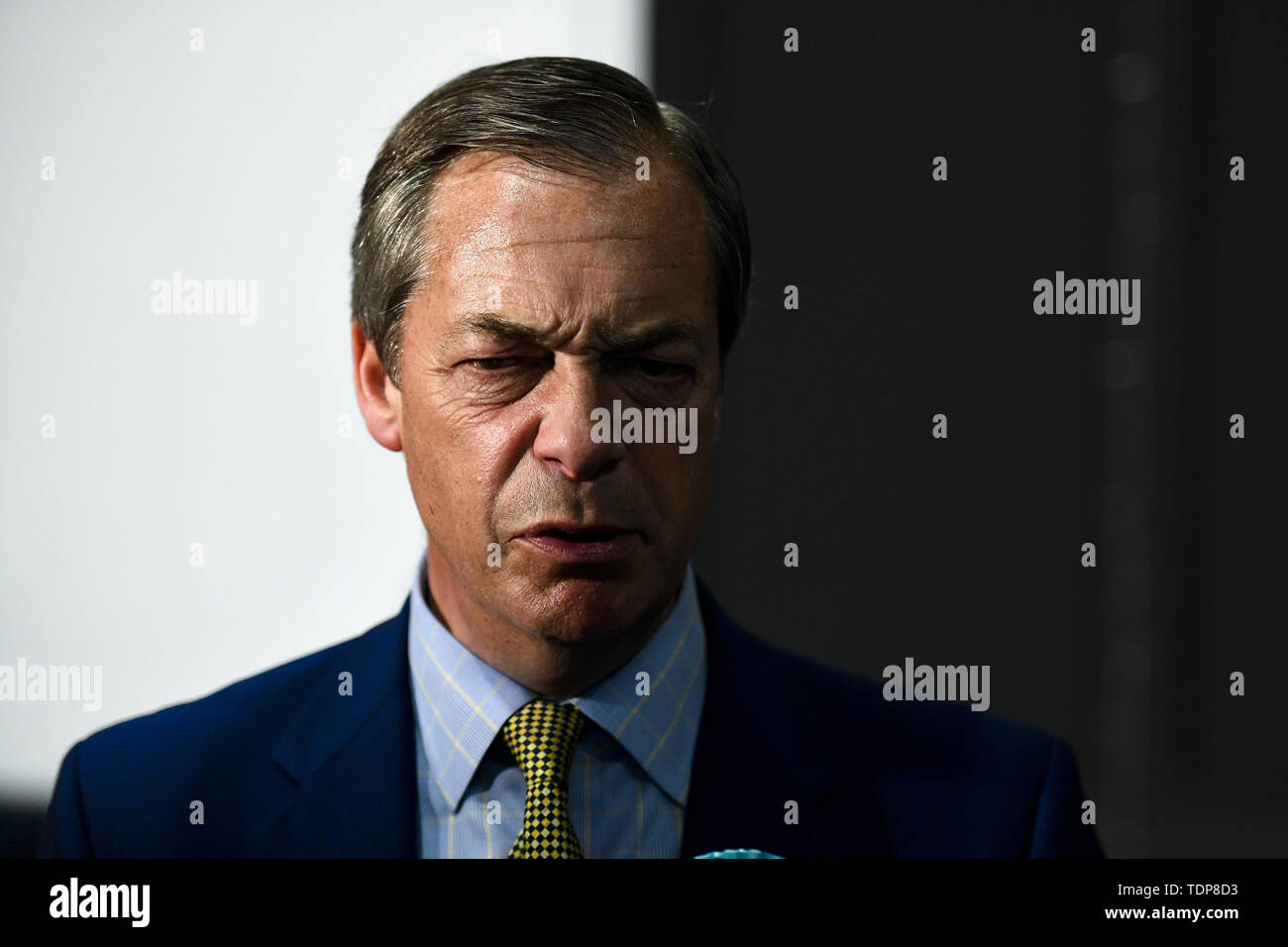 Ex-chef du parti UKIP Nigel Farage assiste à la partie 'Brexit' rassemblement à Edinburgh's Corn Exchange. Avec : Nigel Farage Où : Édinbourg, Royaume-Uni Quand : 17 mai 2019 Credit : Euan Cherry/WENN Banque D'Images