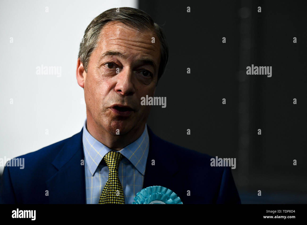 Ex-chef du parti UKIP Nigel Farage assiste à la partie 'Brexit' rassemblement à Edinburgh's Corn Exchange. Avec : Nigel Farage Où : Édinbourg, Royaume-Uni Quand : 17 mai 2019 Credit : Euan Cherry/WENN Banque D'Images