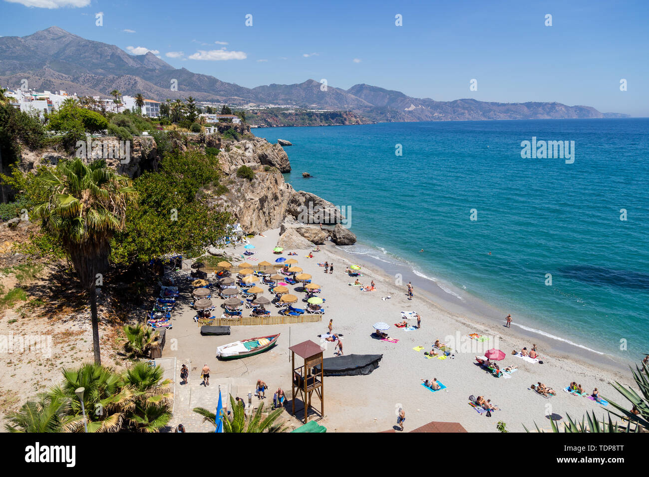 Plage De Calahonda À Nerja, Espagne Banque D'Images