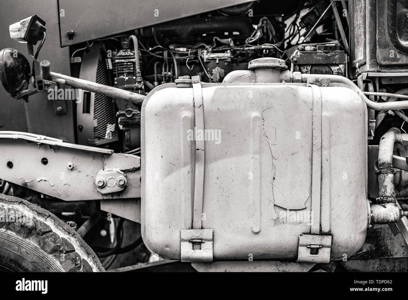 Moteur d'un ancien tracteur. Banque D'Images