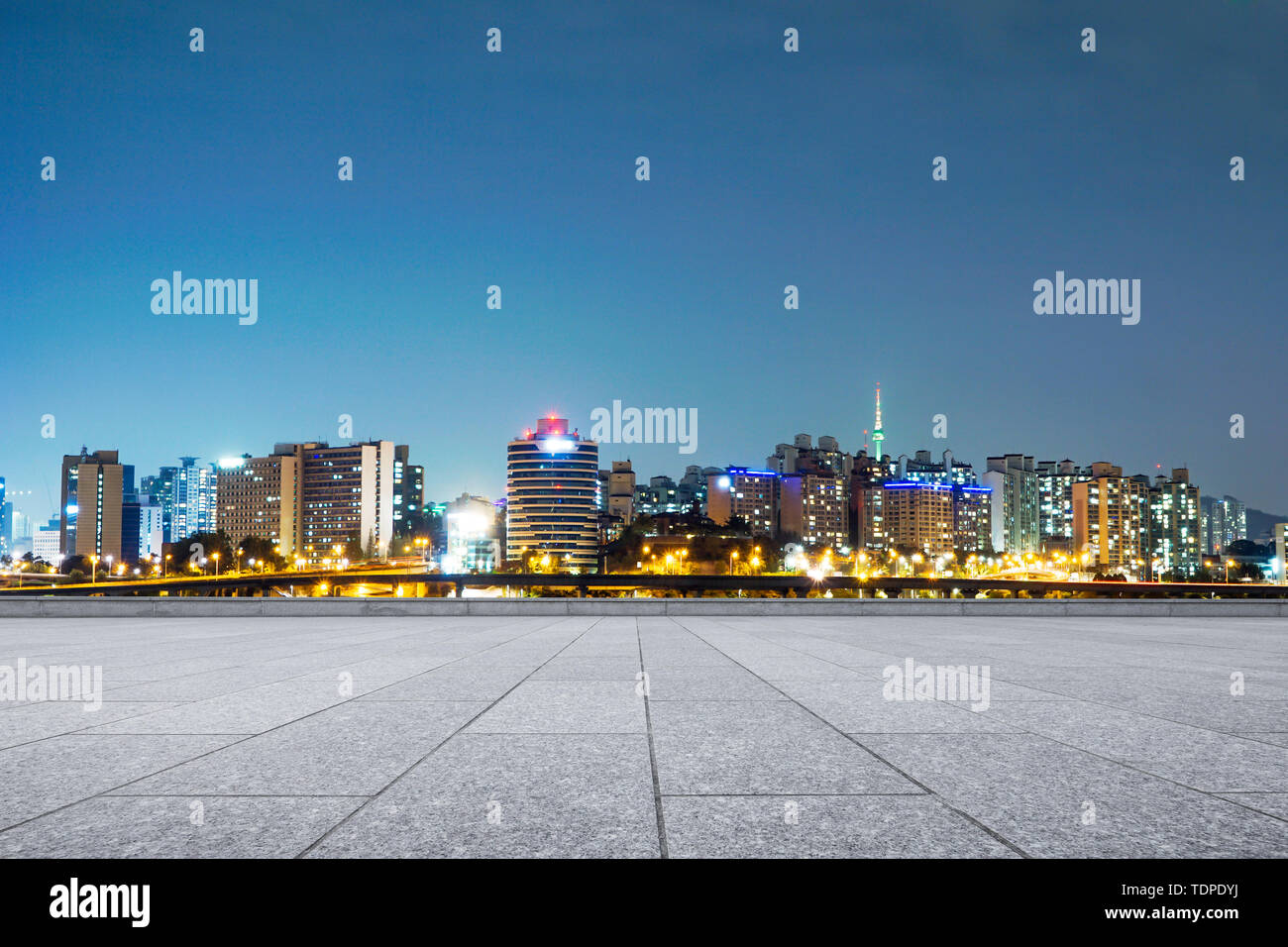 Paysage urbain et les toits de Séoul de nuit de marbre vide Banque D'Images
