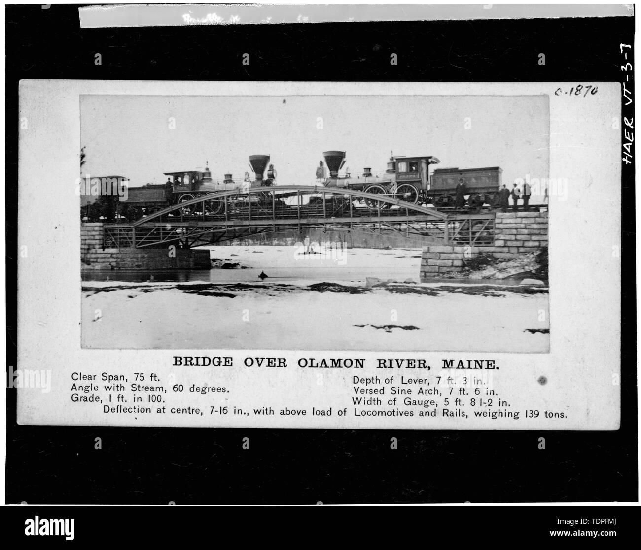 (Original en possession de la Division de Génie Mécanique et Génie Civil, Smithsonian Institute) PARKER TRUSS BRIDGE DANS LE MAINE - Elm Street Bridge, enjambant la rivière Ottauquechee, Woodstock, comté de Windsor, VT ; Pont National et de fer ; de l'entreprise et de Woodstock Royalton Turnpike Company ; Raymond, William ; Raymond, Barna ; Marsh, Charles P ; Parker, Charles H ; Parker, un W ; Blodgett, William A ; Curry, Cadwallader ; Clement, Dan, émetteur ; Christianson, Justine, émetteur Banque D'Images