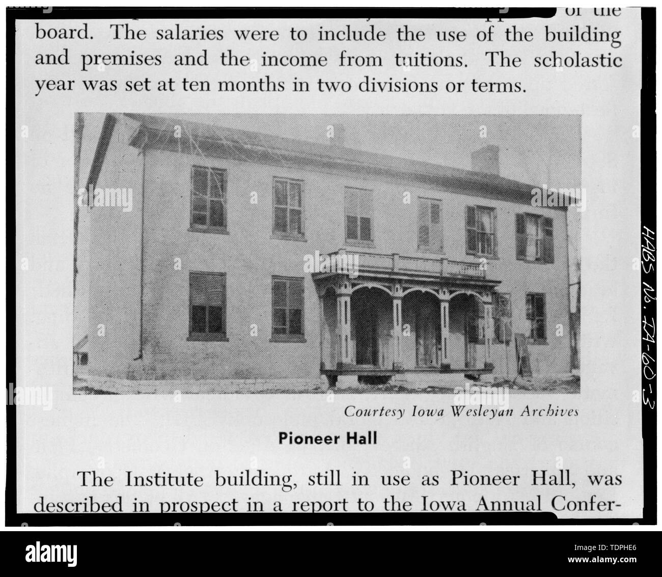 (À partir de l'Iowa Wesleyan Archives) Date inconnue L'AVANT - Iowa Wesleyan College, Pioneer Hall, Broad Street, Mount Pleasant, Henry Comté, IA Banque D'Images