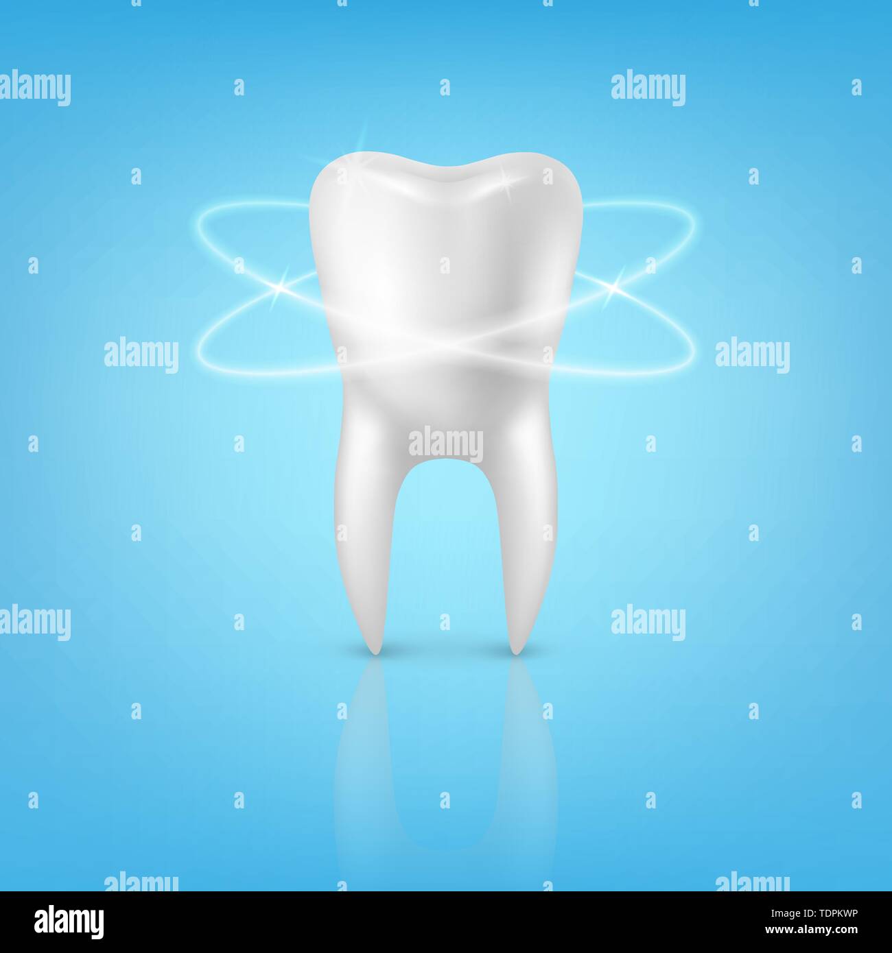 Le Rendu réaliste 3d Vector dent humaine de bougies libre isolé sur fond bleu. La médecine et la santé dentaire, Concept, Design Modèle. Medical Illustration de Vecteur