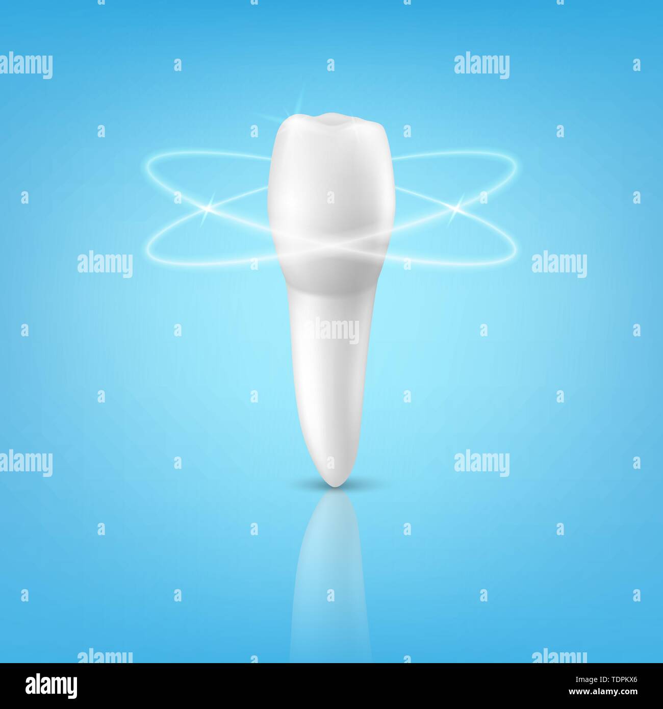 Le Rendu réaliste 3d Vector dent humaine de bougies libre isolé sur fond bleu. La médecine et la santé dentaire, Concept, Design Modèle. Medical Illustration de Vecteur
