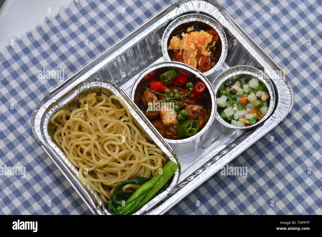 Les repas de l'avion à grande vitesse, les repas, boîte-repas, restauration rapide. Banque D'Images