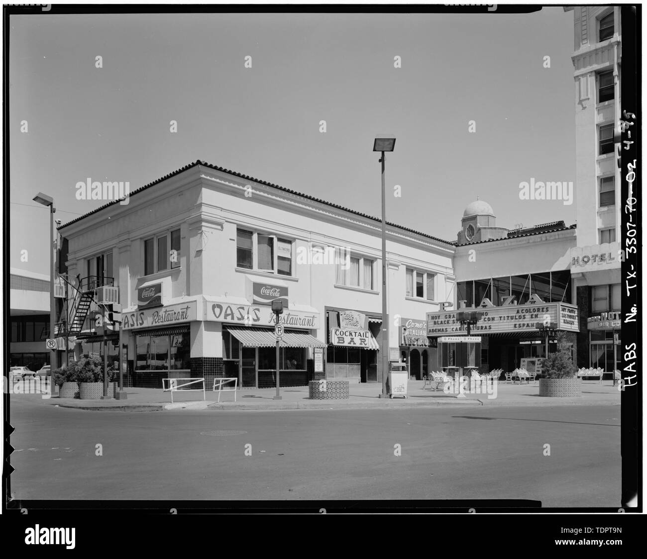 Pioneer Plaza, 125 (salle de cinéma), l'entrée au théâtre et des capacités à gauche du théâtre - South El Paso Street Historic District, de l'El Paso, au sud de l'Oregon et au sud des rues de Santa Fe, El Paso, comté d'El Paso, TX ; Cary, Brian, émetteur Banque D'Images
