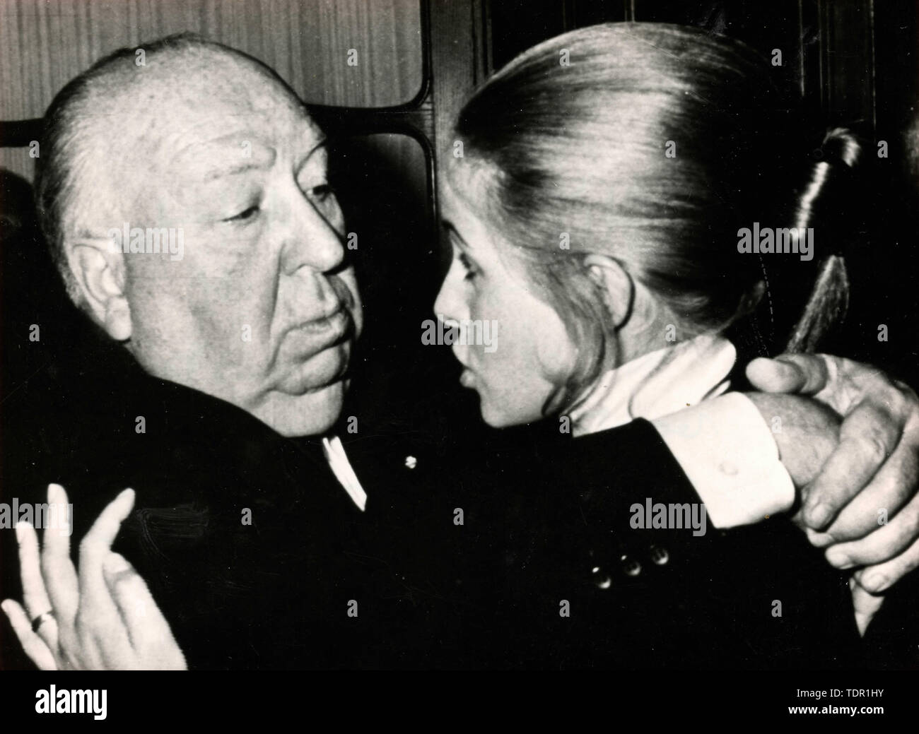 Réalisateur Alfred Hitchcock et l'actrice française Claude Jade, Paris, France 1969 Banque D'Images
