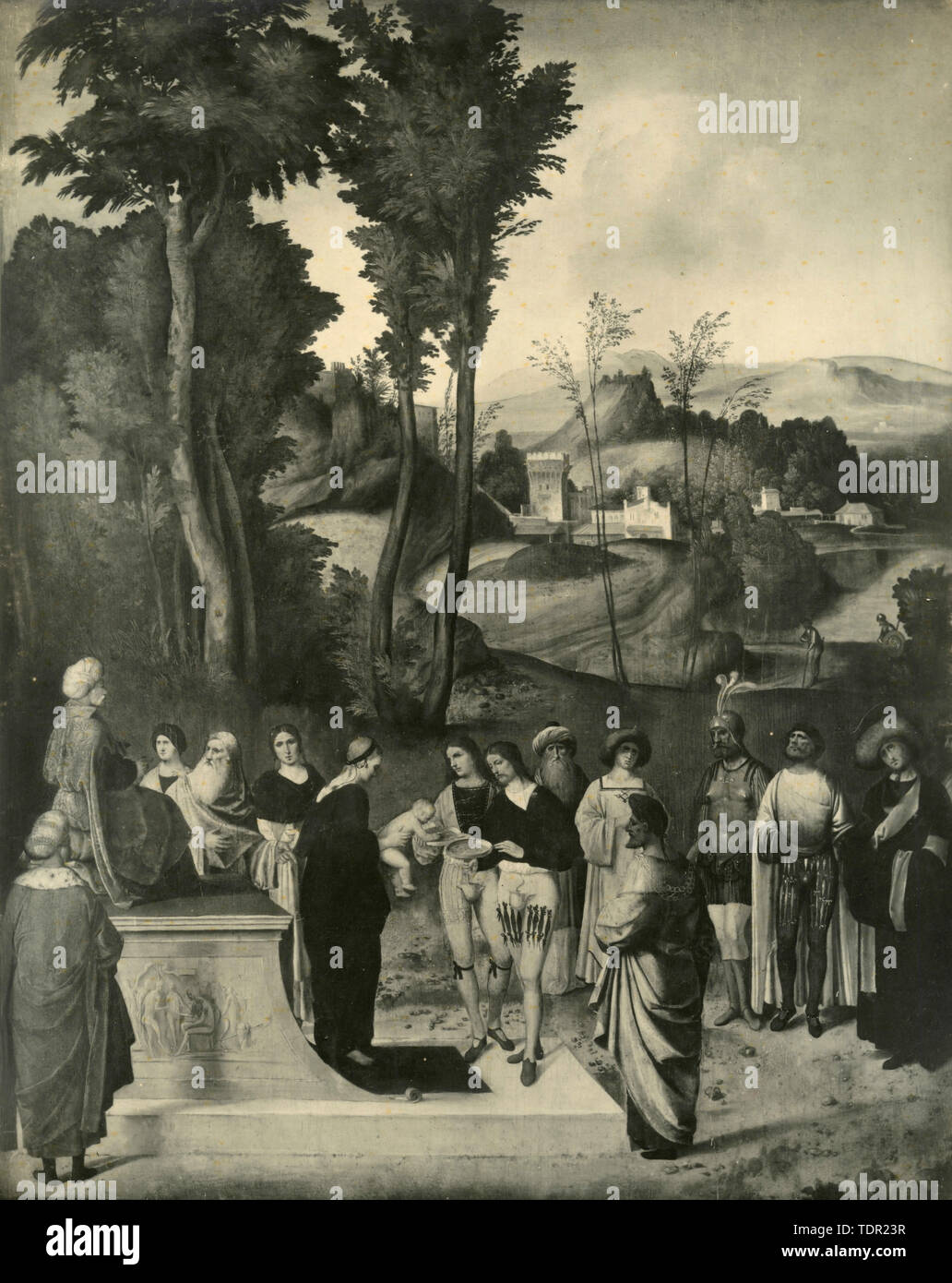 Le procès de Moïse, la peinture de Giorgione Banque D'Images