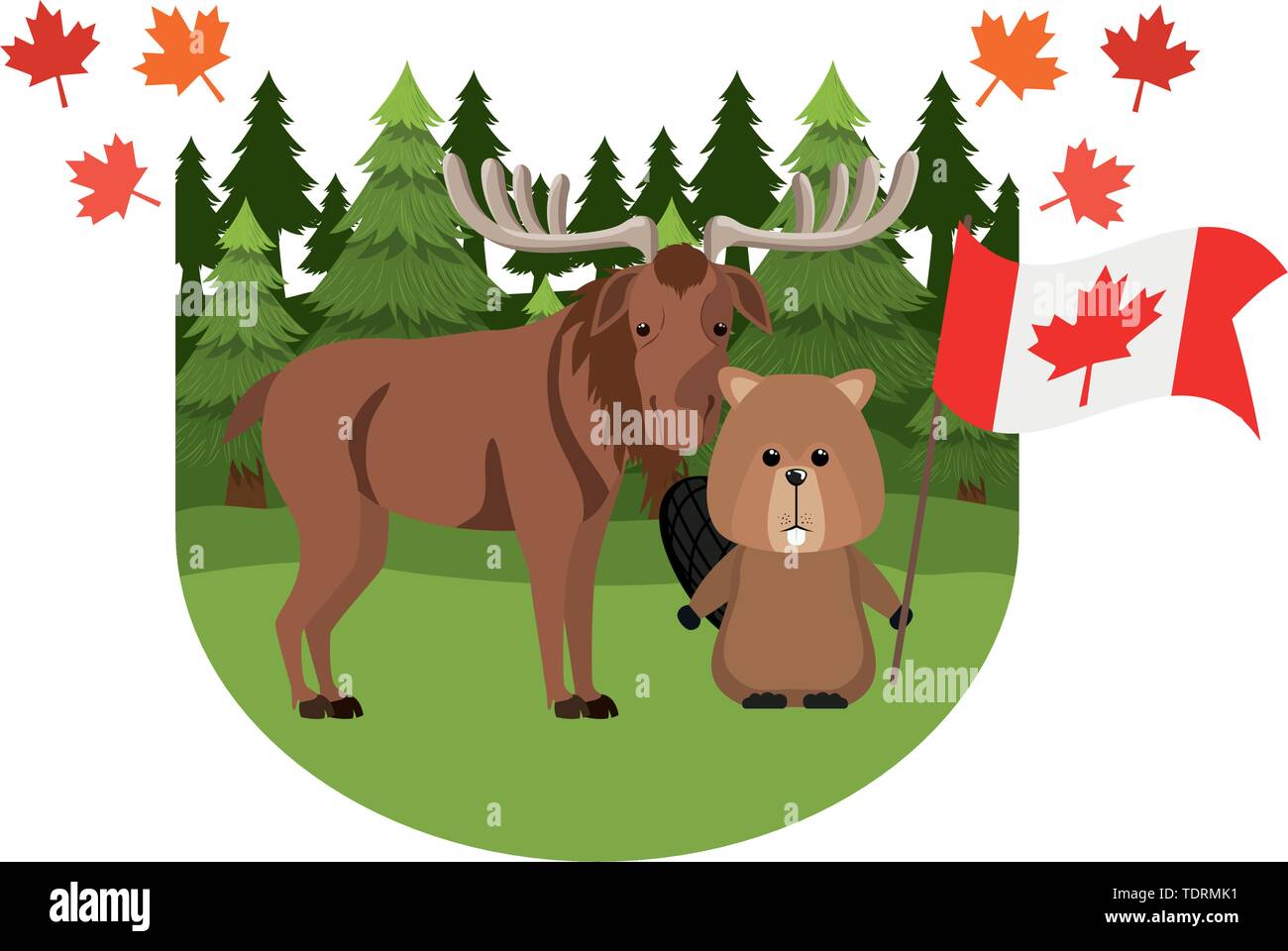 L'orignal et le castor du Canada conçoive des animaux Illustration de Vecteur