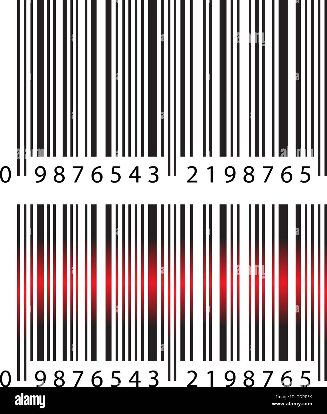 Simple réaliste moderne avec code-barres Barcode & lumière laser rouge sur  fond blanc. Marketing, Internet Concept, supermarché acheter Application  Mobile Logo etc Image Vectorielle Stock - Alamy