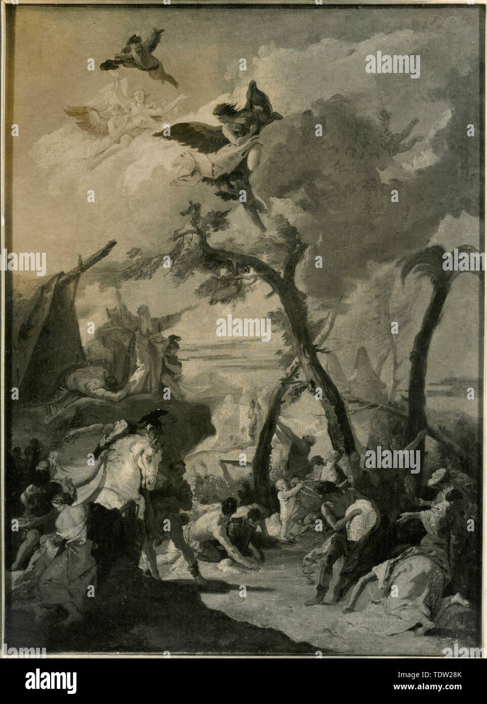 Le rassemblement d'Israël la manne, la peinture de Giovanni Battista Tiepolo Banque D'Images