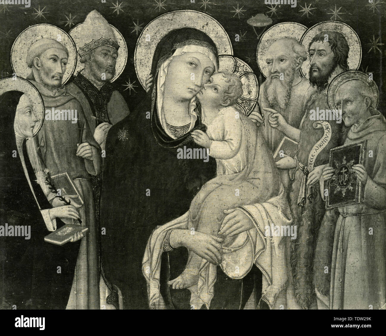Vierge et enfant avec les Saints, la peinture de Sano di Pietro Banque D'Images