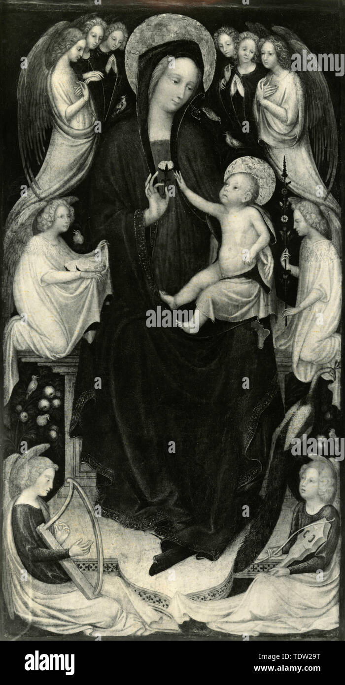 La Madone et l'enfant avec les Saints, la peinture par Stefano da Verona AKA Da Zevio Banque D'Images