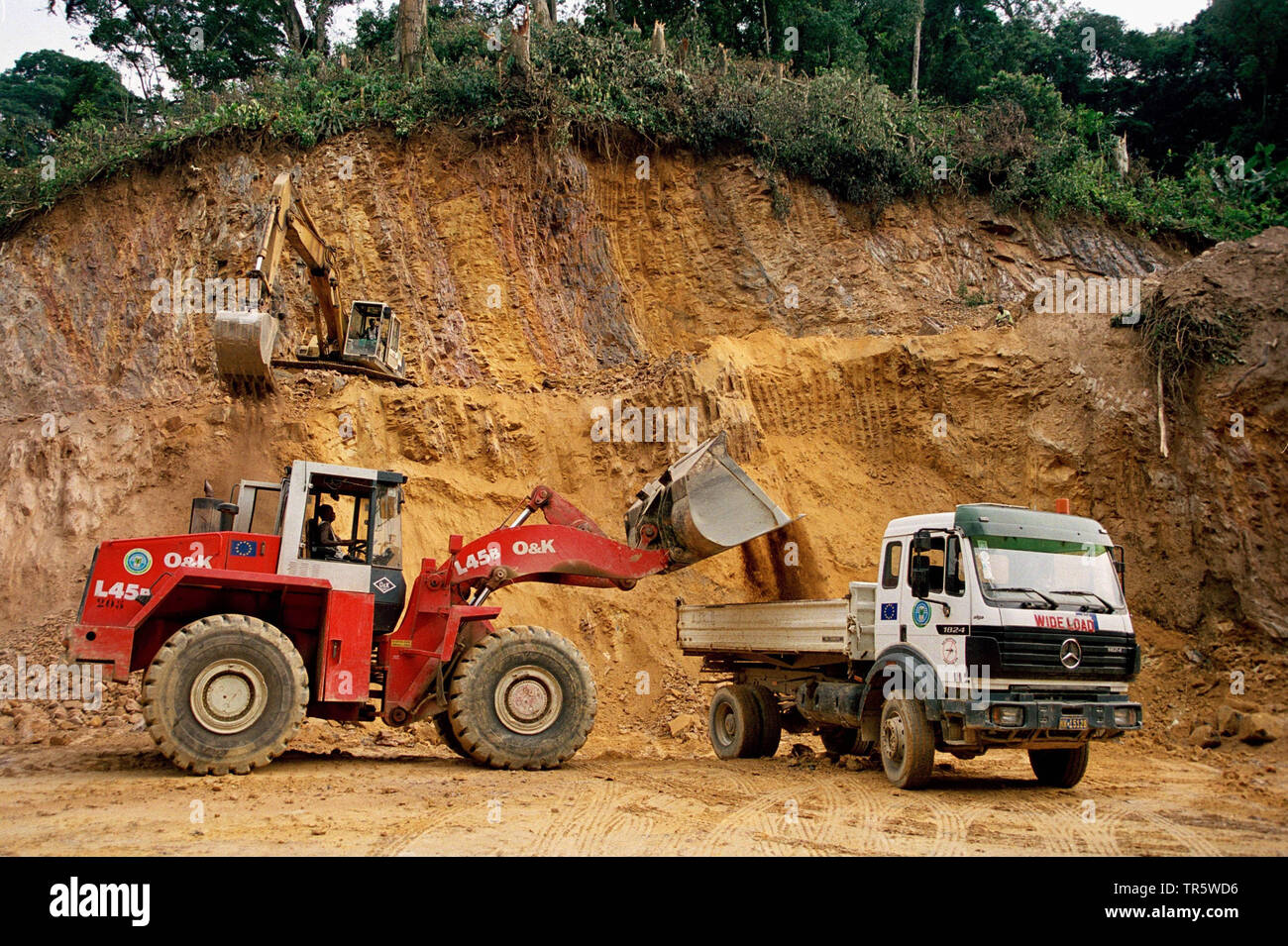 Construction d'une nouvelle rue à Walikale, Projet de la Deutsche Welthungerhilfe und l'Union européenne, République du Congo, Goma Banque D'Images