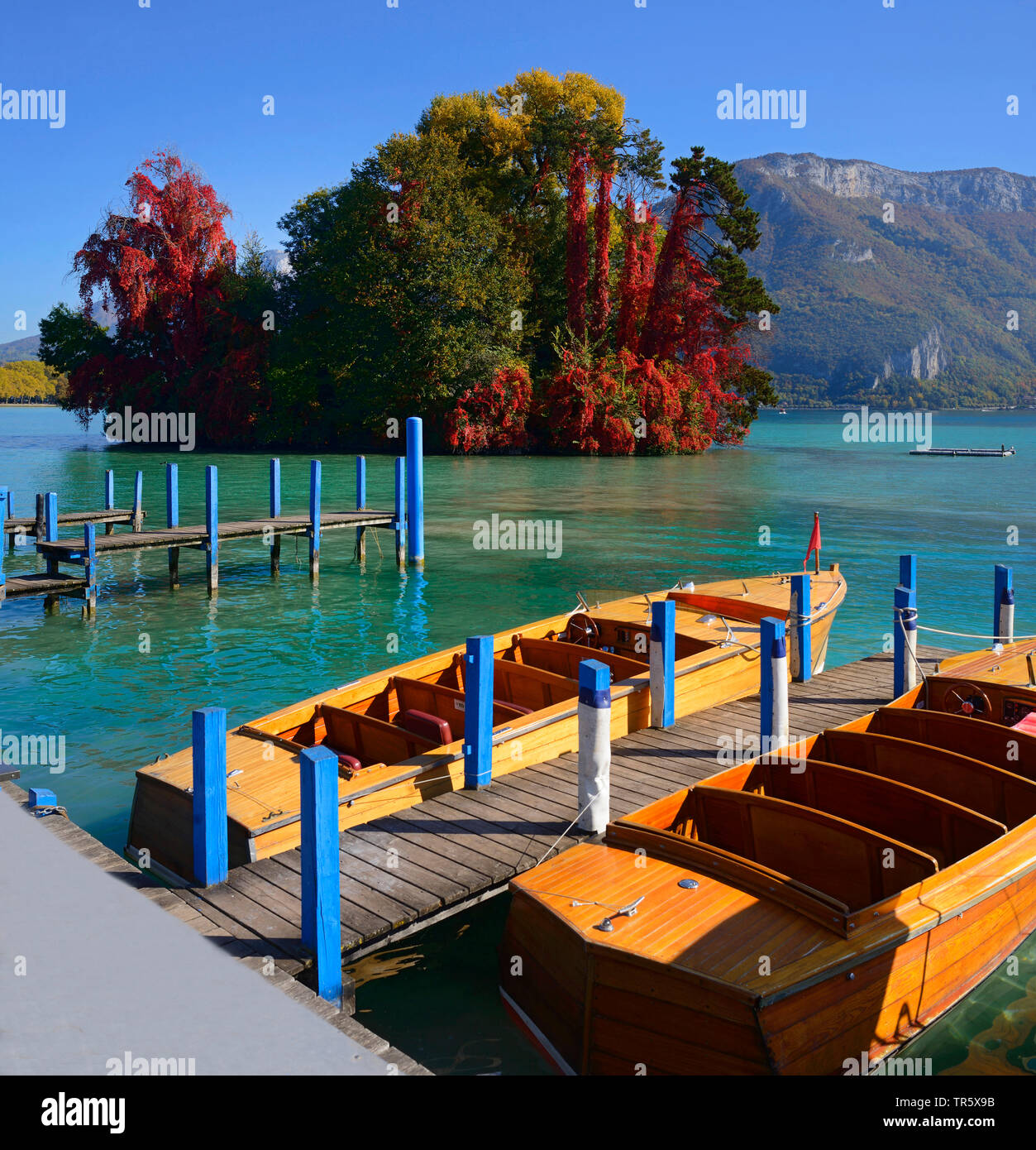 À partir de 1930 bateaux sur le lac d'Annecy, France, Savoie, Haute-Savoie Banque D'Images