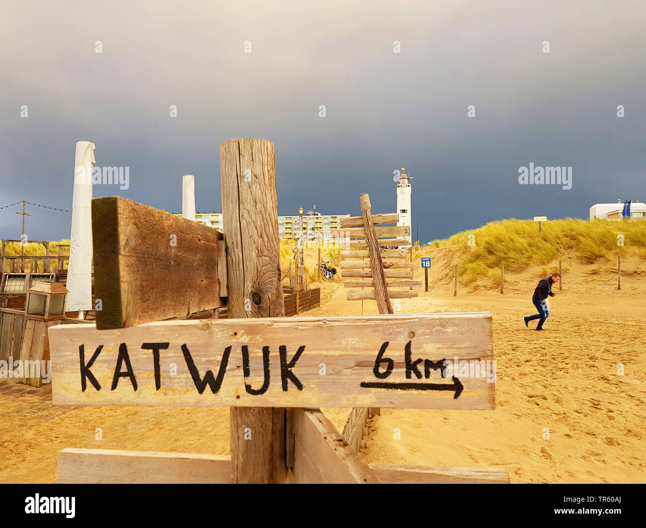 Phare de Noordwijk, Katwijk, balises pour Noordwijk aan Zee, Pays-Bas Banque D'Images