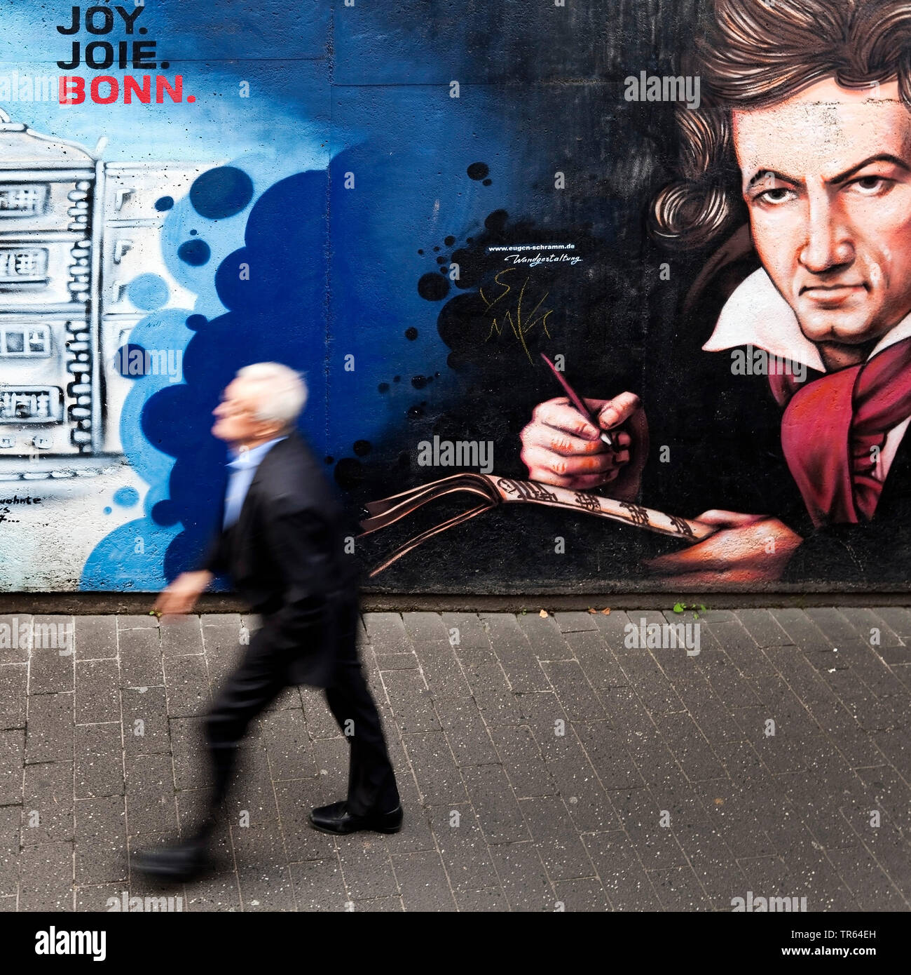 Ludwig van Beethoven la peinture murale dans la vieille ville, l'Allemagne, en Rhénanie du Nord-Westphalie, Rhineland, Bonn Banque D'Images