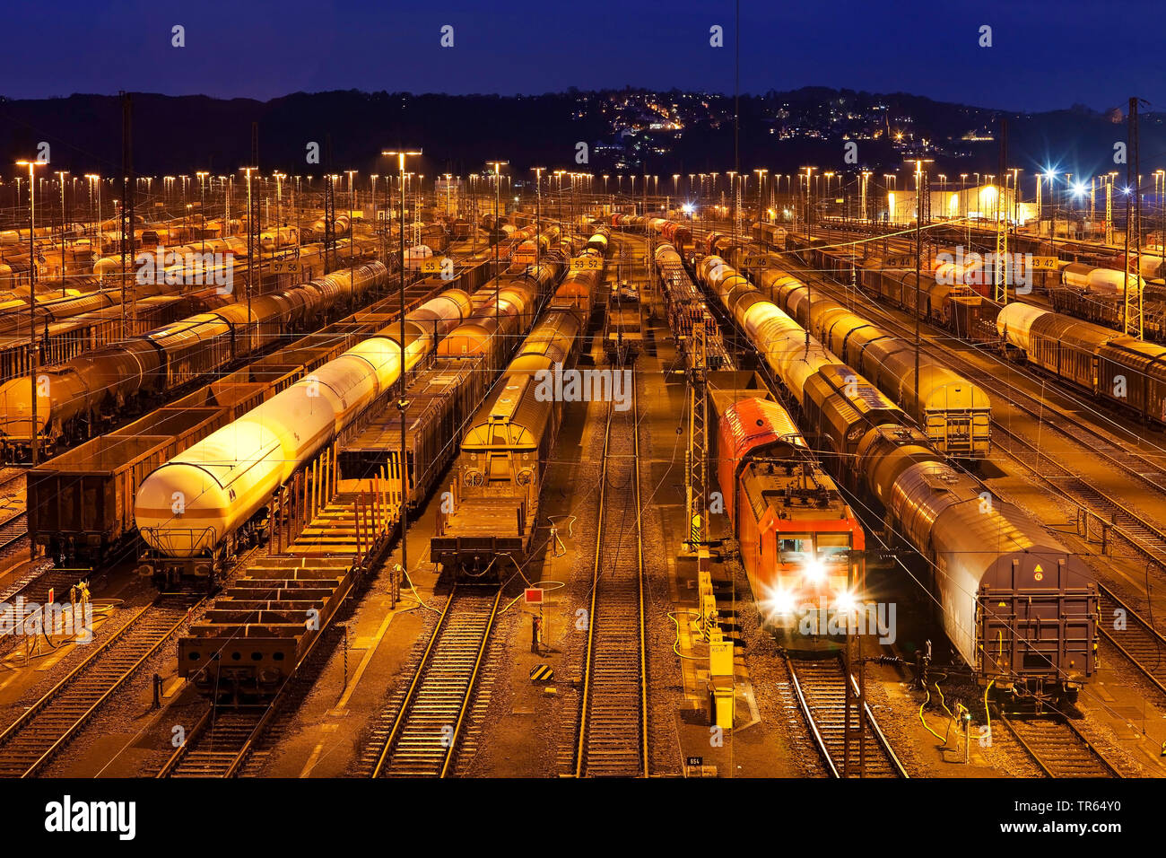 Formation train yard Vorhalle, Allemagne, Rhénanie du Nord-Westphalie, Ruhr, Hagen Banque D'Images