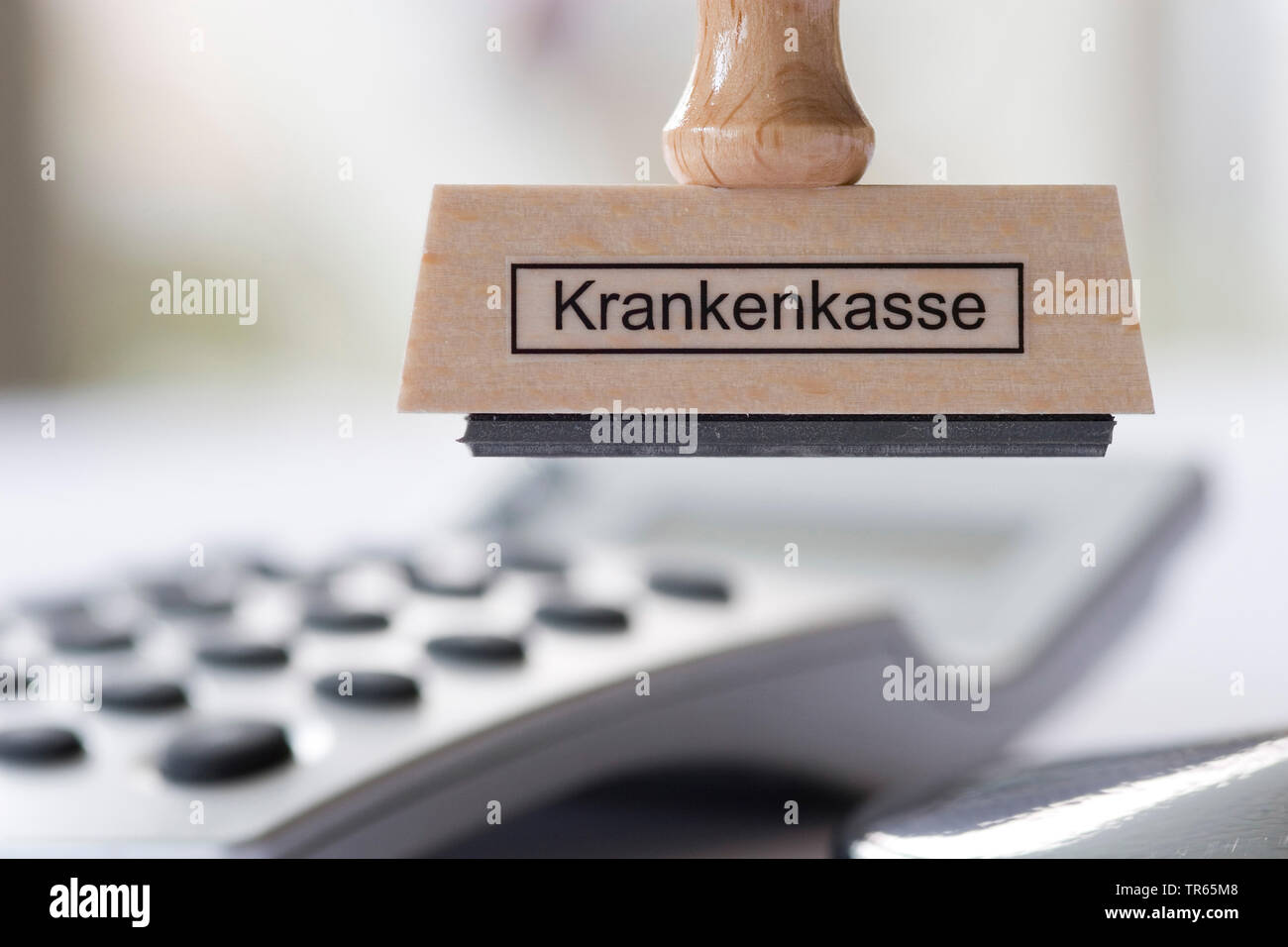Étiquette avec stampt Krankenkasse, l'assurance maladie, avec la calculatrice, Allemagne Banque D'Images