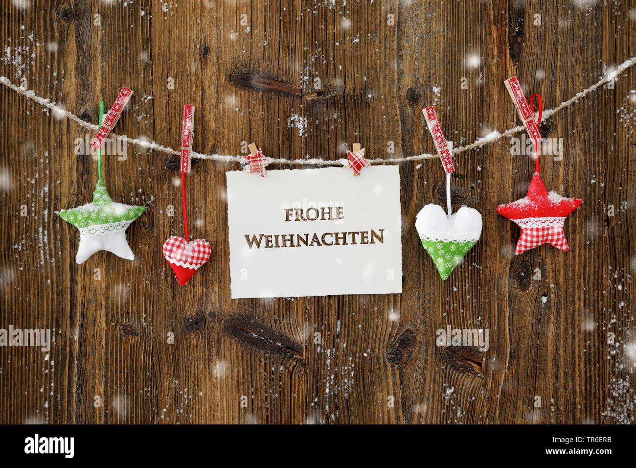 Décoration de Noël avec des coeurs et des étoiles en Suisse, Frohe Weihnachten, joyeux Noël, Suisse Banque D'Images