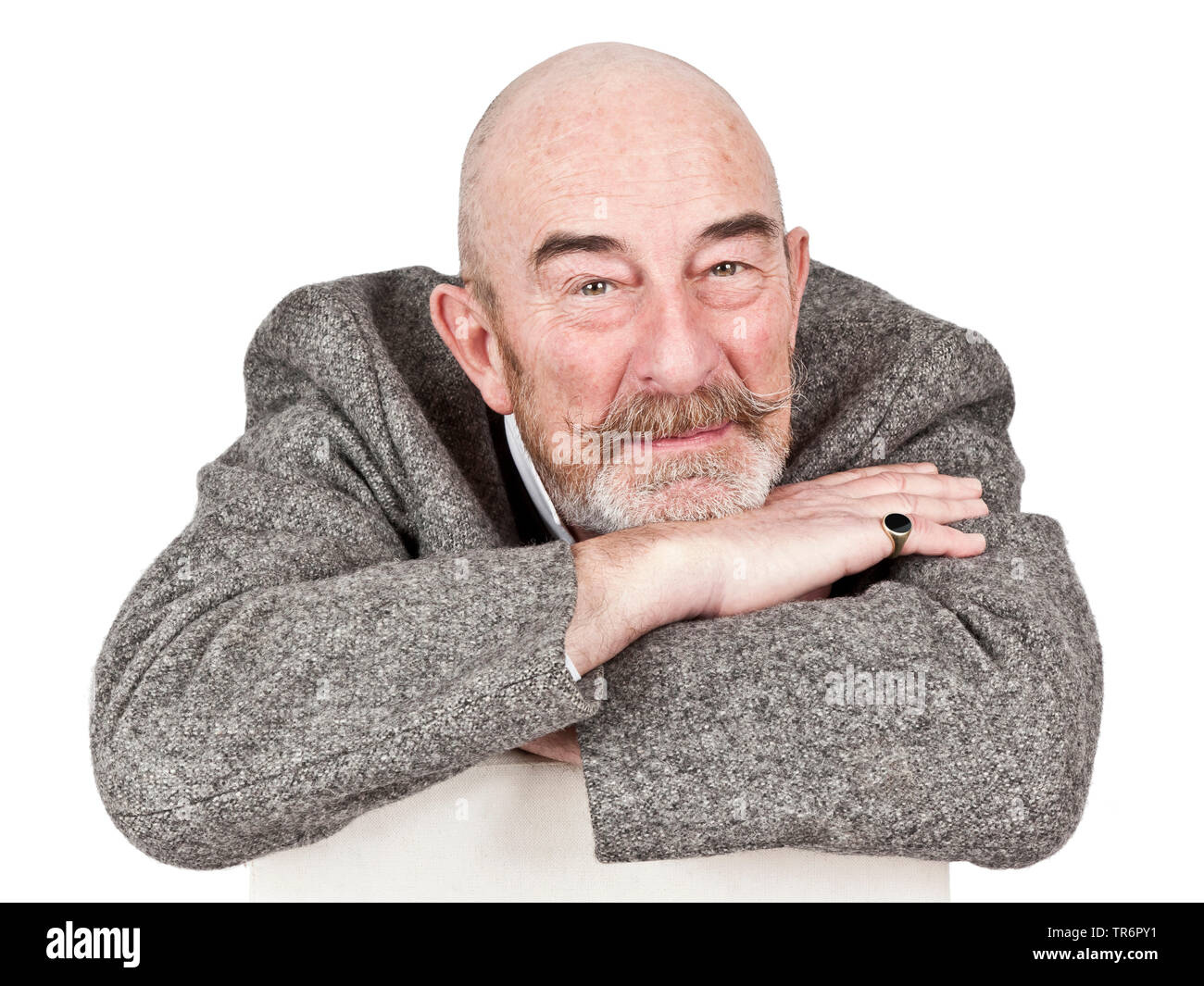 Vieil homme sympathique avec tête chauve et sa barbe, l'Allemagne, la Bavière Banque D'Images
