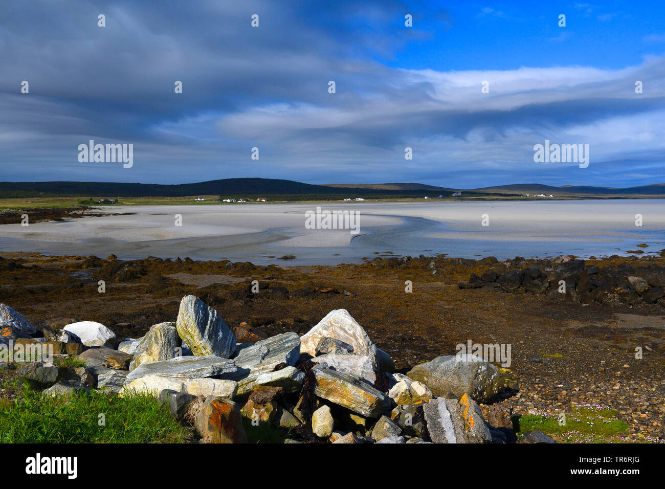 Paysage côtier, à marée basse, Royaume-Uni, Ecosse, North Uist Banque D'Images